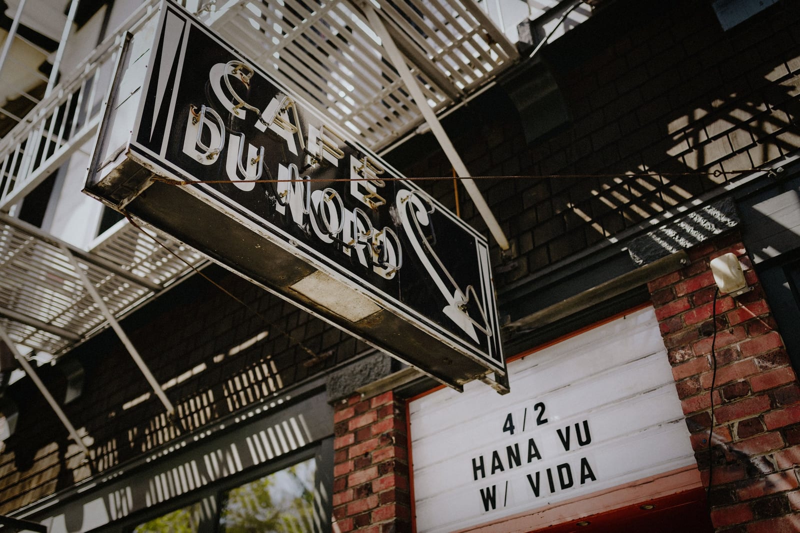 The Cafe du Nord blade sign and marquee over Market St